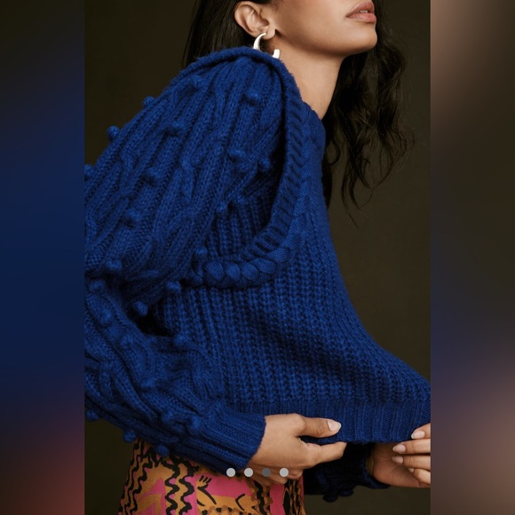 Anthropologie FARM Rio Braided Sweater in deep blue - Picture 13 of 15